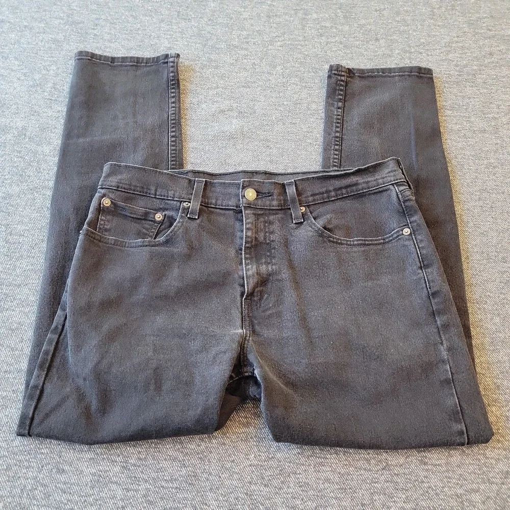 Levi's 502 Jeans Mens 32x30 (32x29) Black Denim Stretch Tapered Straight Regular